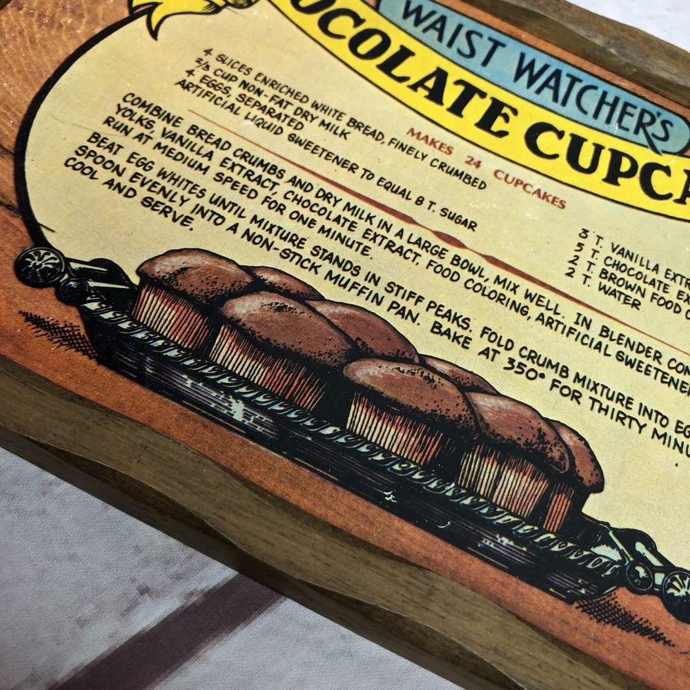 Vintage Wooden Sign Waist Watchers Choclate Cupcakes‎ 9.5" x 6.5" - Picture 3 of 6